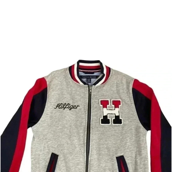 Tommy Hillfiger Big Boys Wayne Gray Rec Colorblocked Varsity Jacket SZ S - Picture 6 of 12